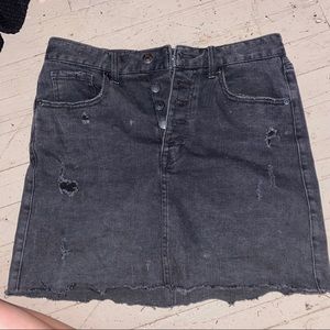 Distressed jean skirt